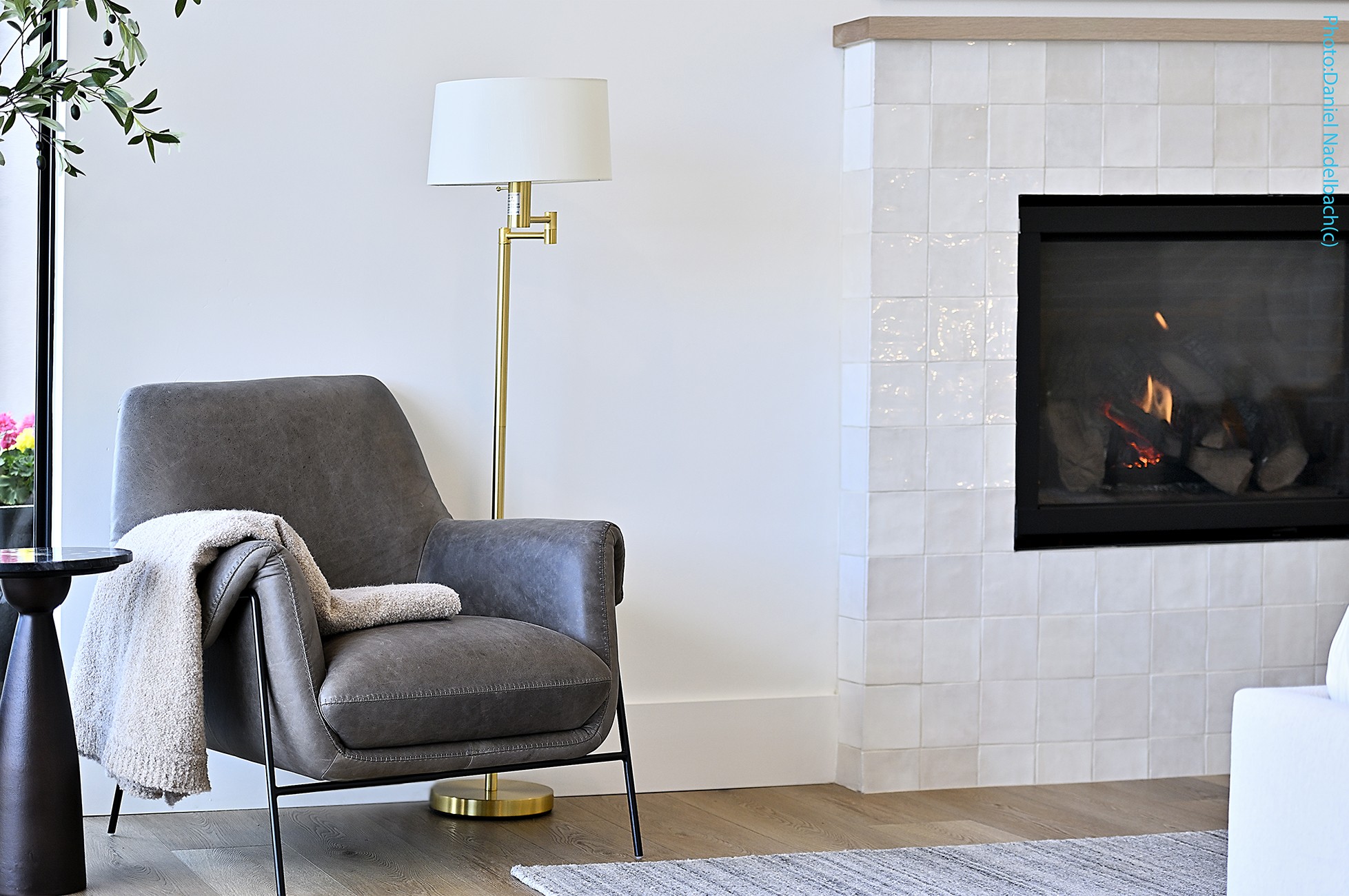 Fireplace reading nook
