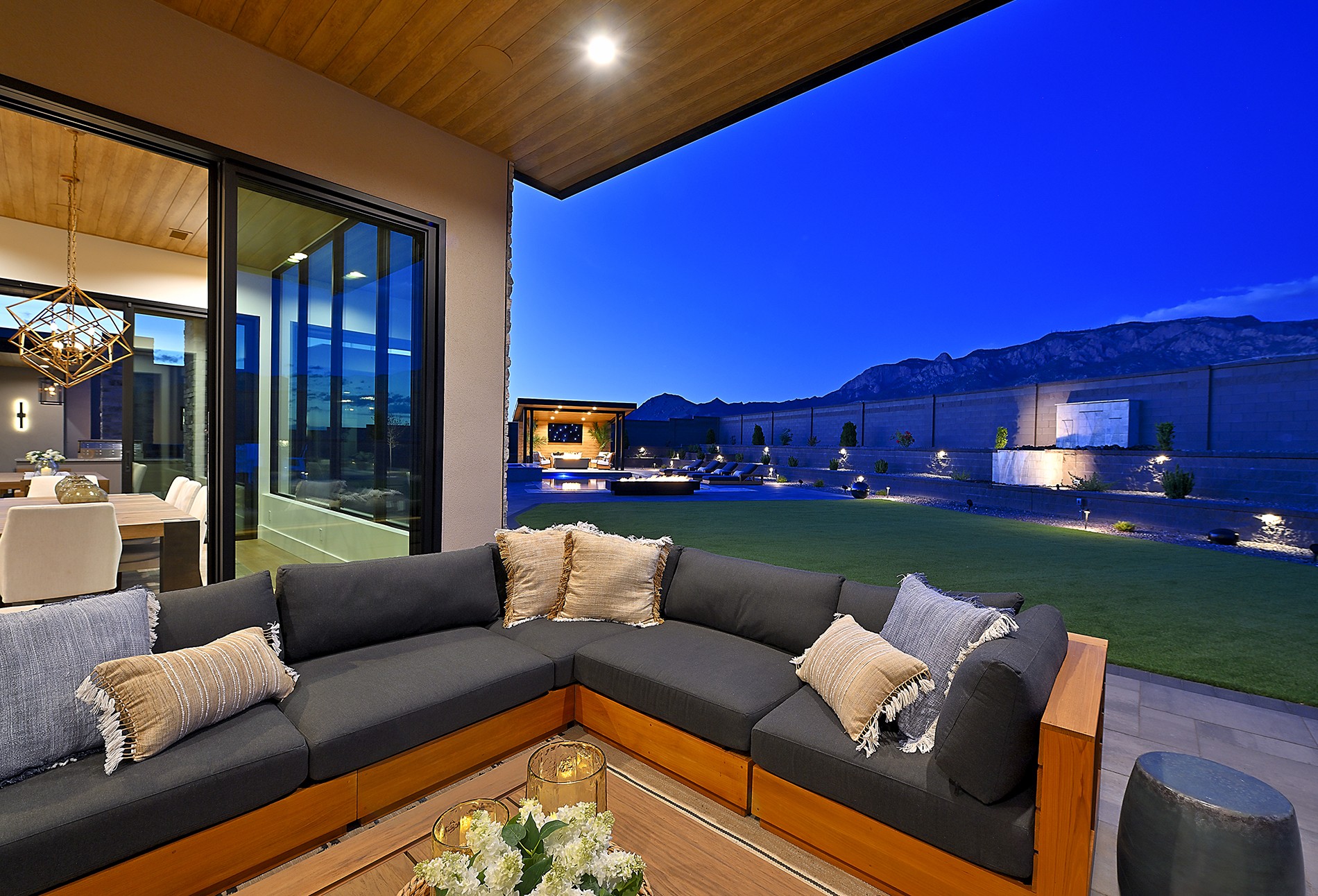 Outdoor living at dusk