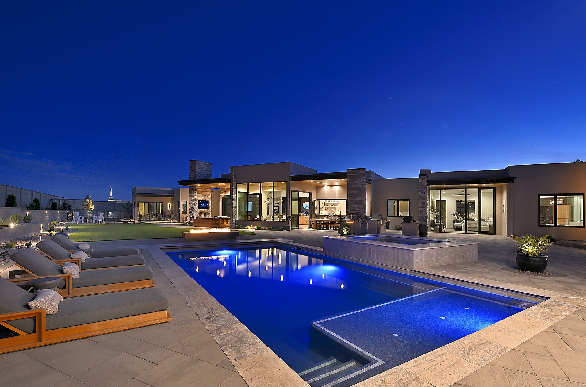 Estate pool at night
